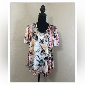 PerSeption Concept Woman’s Blouse Multicolor Short Sleeve Shirt Size M